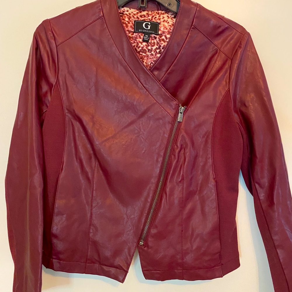 Faux leather Moto Jacket burgundy